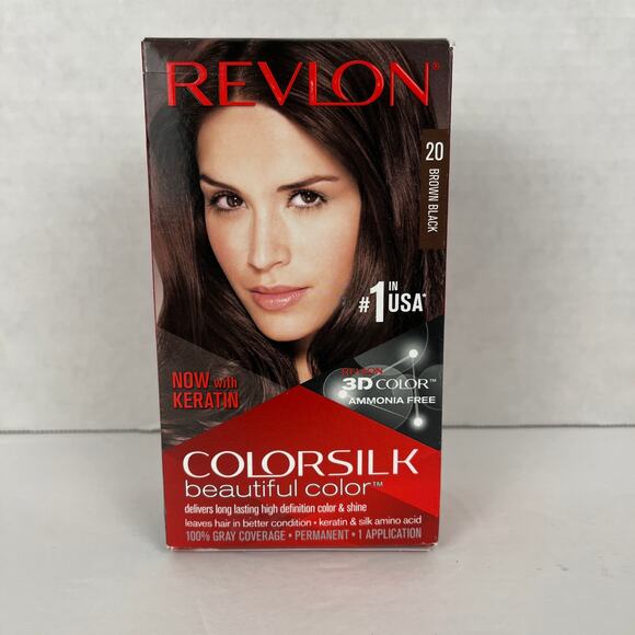 Revlon Colorsilk Hair Color Permanent 20 Brown Black Ammonia Free Keratin - Picture 2 of 6